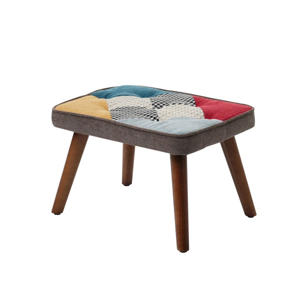 Set poltrona a dondolo con poggiapiedi in legno e ferro multicolore