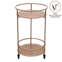 Carrello Porta Bevande da Bar Trolley da Cocktail per Salotto Bar Ristoranti Telaio in Ferro Finitura in Colori Metallici Dorati - Piccolo - Oro Rosato