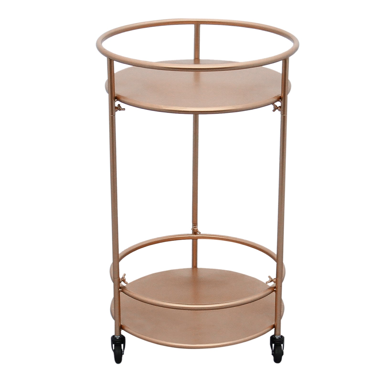 Carrello Porta Bevande da Bar Trolley da Cocktail per Salotto Bar Ristoranti Telaio in Ferro Finitura in Colori Metallici Dorati - Piccolo - Oro Rosato