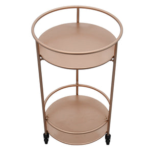 Carrello Porta Bevande da Bar Trolley da Cocktail per Salotto Bar Ristoranti Telaio in Ferro Finitura in Colori Metallici Dorati - Piccolo - Oro Rosato