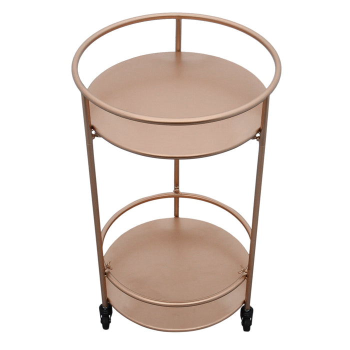 Carrello Porta Bevande da Bar Trolley da Cocktail per Salotto Bar Ristoranti Telaio in Ferro Finitura in Colori Metallici Dorati - Piccolo - Oro Rosato