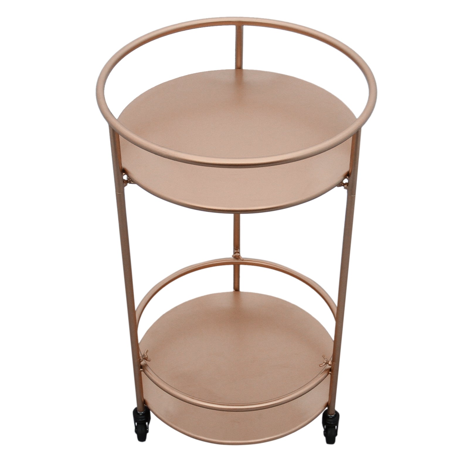 Carrello Porta Bevande da Bar Trolley da Cocktail per Salotto Bar Ristoranti Telaio in Ferro Finitura in Colori Metallici Dorati - Piccolo - Oro Rosato