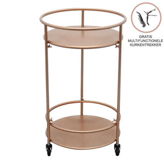 Carrello Porta Bevande da Bar Trolley da Cocktail per Salotto Bar Ristoranti Telaio in Ferro Finitura in Colori Metallici Dorati - Piccolo - Oro Rosato