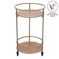 Carrello Porta Bevande da Bar Trolley da Cocktail per Salotto Bar Ristoranti Telaio in Ferro Finitura in Colori Metallici Dorati - Piccolo - Oro Rosato