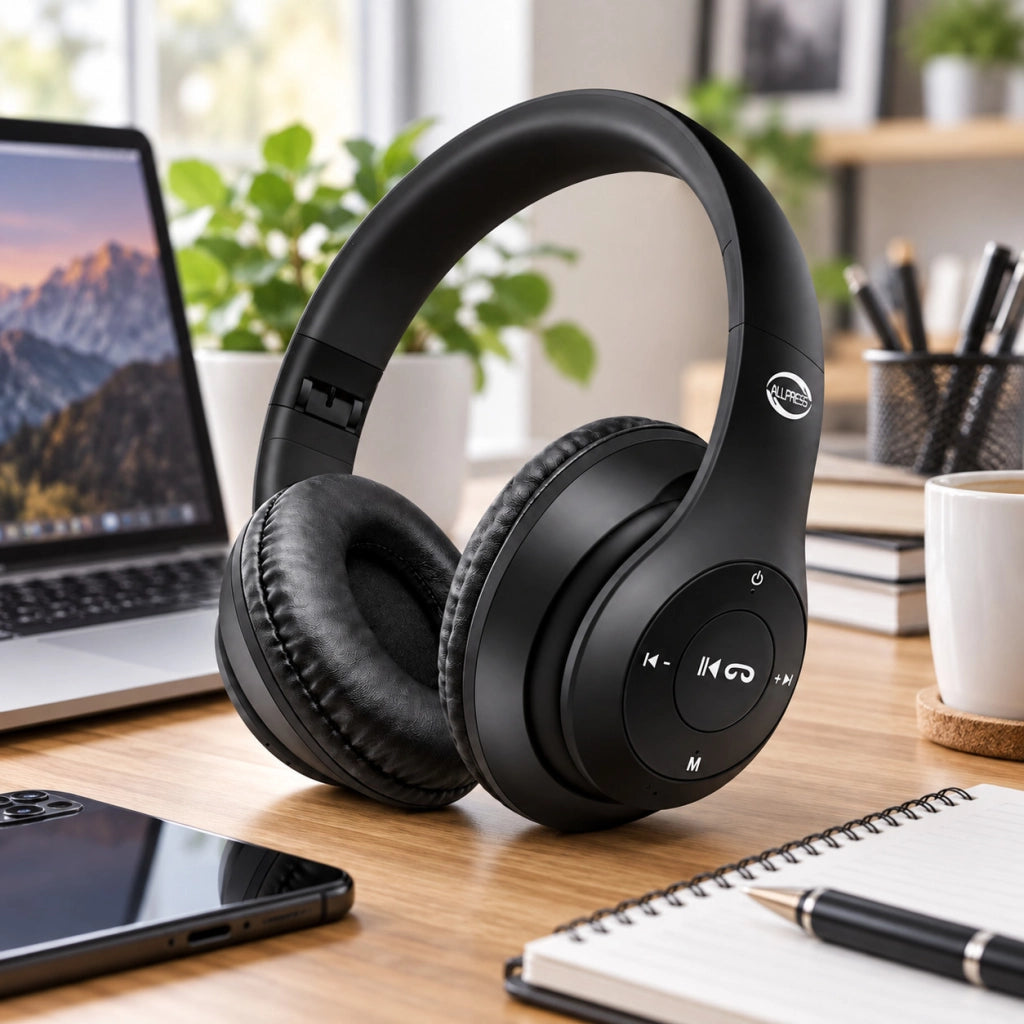 CUFFIE WIRELESS ALLPRESS STEREO MICRO SD MUSICA CHIAMATE OVER EAR AS-08133