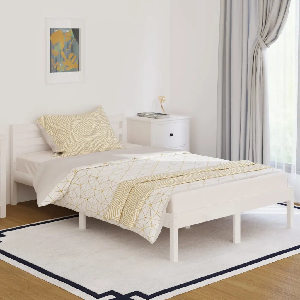 Giroletto-Struttura Letto in Legno Massello di Pino 120x200 cm Bianco