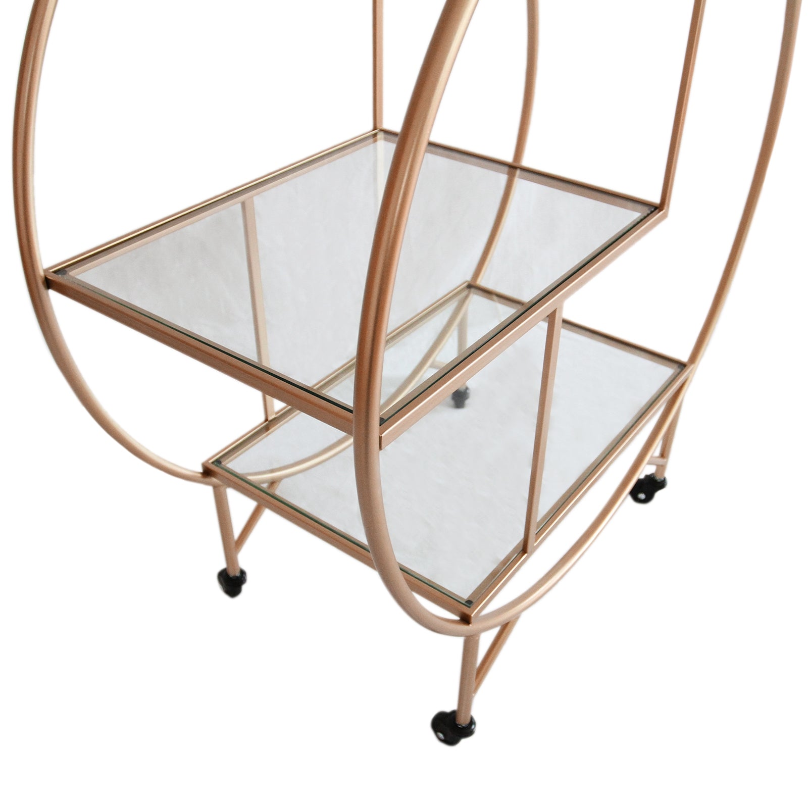 Carrello Porta Bevande da Bar Trolley da Cocktail per Salotto Bar Ristoranti in Stile Art Deco Telaio in Ferro Finitura in Colori Metallici Dorati - Grande - Oro Rosato