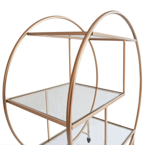 Carrello Porta Bevande da Bar Trolley da Cocktail per Salotto Bar Ristoranti in Stile Art Deco Telaio in Ferro Finitura in Colori Metallici Dorati - Grande - Oro Rosato