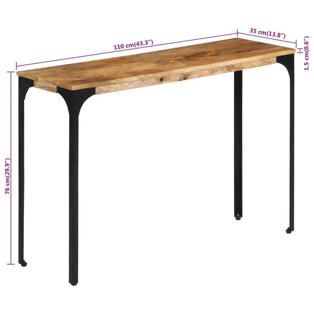 Tavolo Consolle Marrone 110x35x76 cm Massello Mango e Ferro 374901