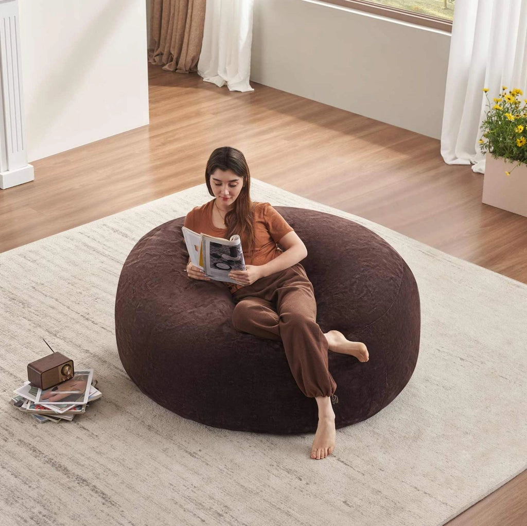 Divano da pavimento con supporto ergonomico a 3 zone in flanella grigio chiaro