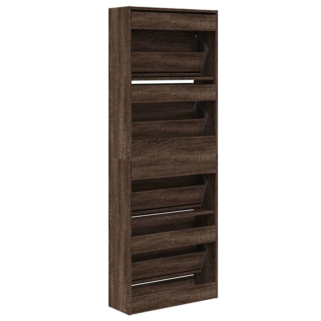 Scarpiera | Mobile per scarpe Rovere Marrone 60x21x163,5 cm in Legno Multistrato