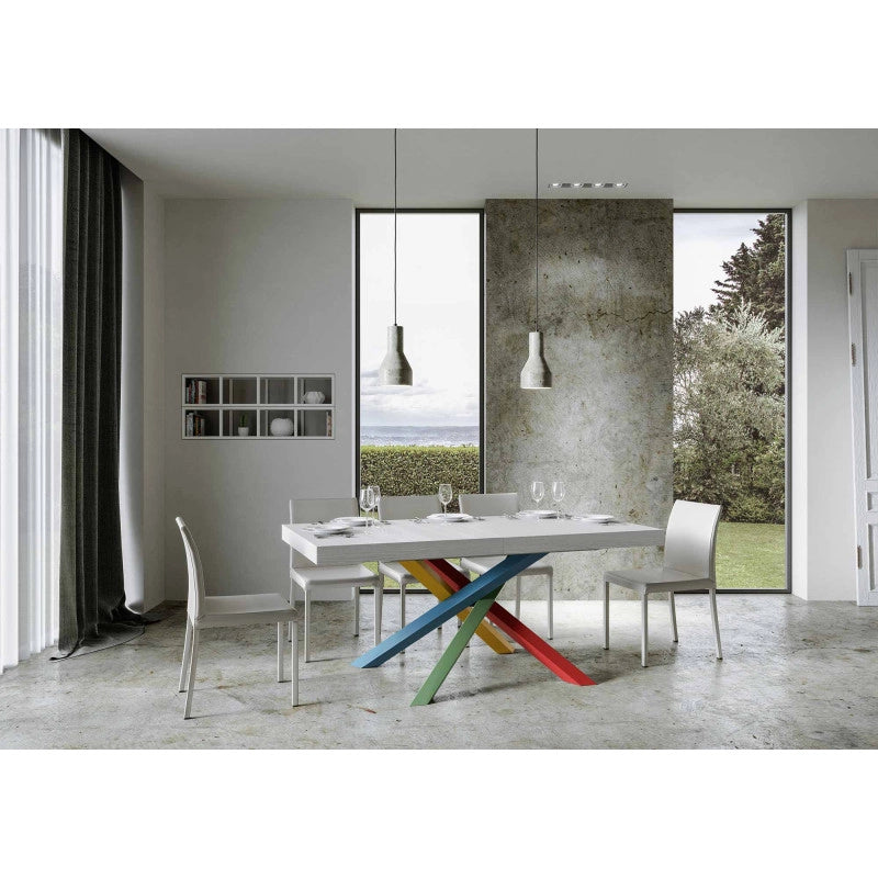 Tavolo allungabile 200/304x90 cm Volantis Premium telaio Multicolore 4/B - Bianco Frassino