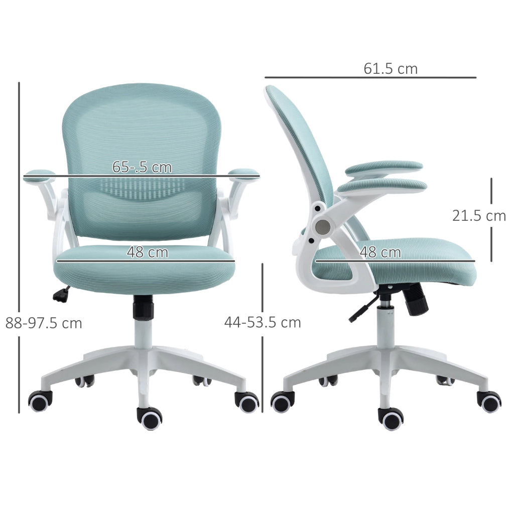 Sedia da Ufficio Ergonomica con Schienale a Rete e Altezza Regolabile, 65.5x61.5x88-97.5cm, Azzurro