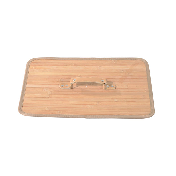 Cesta Portabiancheria 40x30x60 cm in Bambù con Coperchio e Fodera Rimovibile