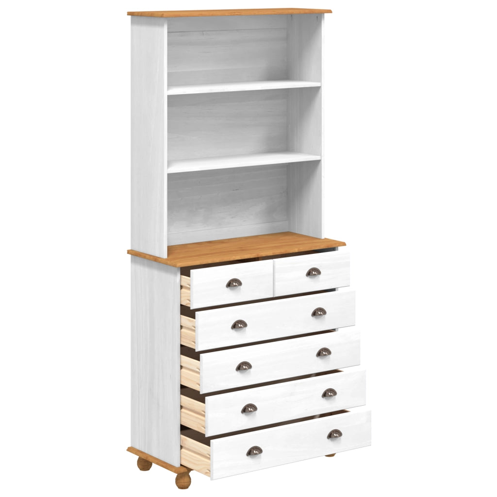 Vetrina  Â“ASKIMÂ” Bianca 91x40x199.5 cm Legno Massello di Pino