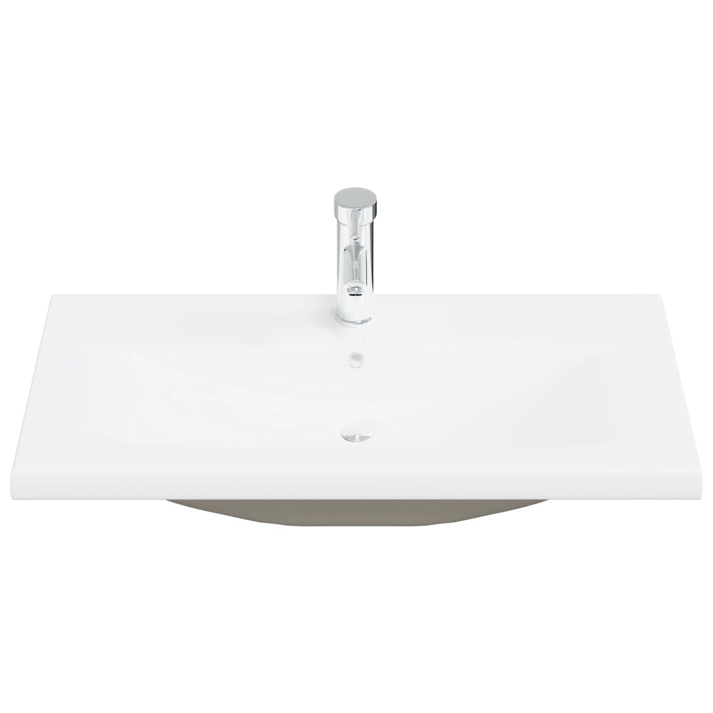 Mobile con Lavabo da Bagno con Bacino Integrato Rovere Nero Legno Ingegnerizzato