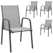 Set 4 Sedie da Giardino Impilabili ¨C zephmum ¨C Grigio, Polipropilene, Con Braccioli