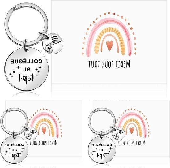 Collegamenti Chiave - 3 Set di Carte di Ringraziamento - Carte di Ringraziamento Arcobaleno per Collega e Cadeau di Pensione - Adatto per Amica, Donna, Uomo - Utile come Illustrato.