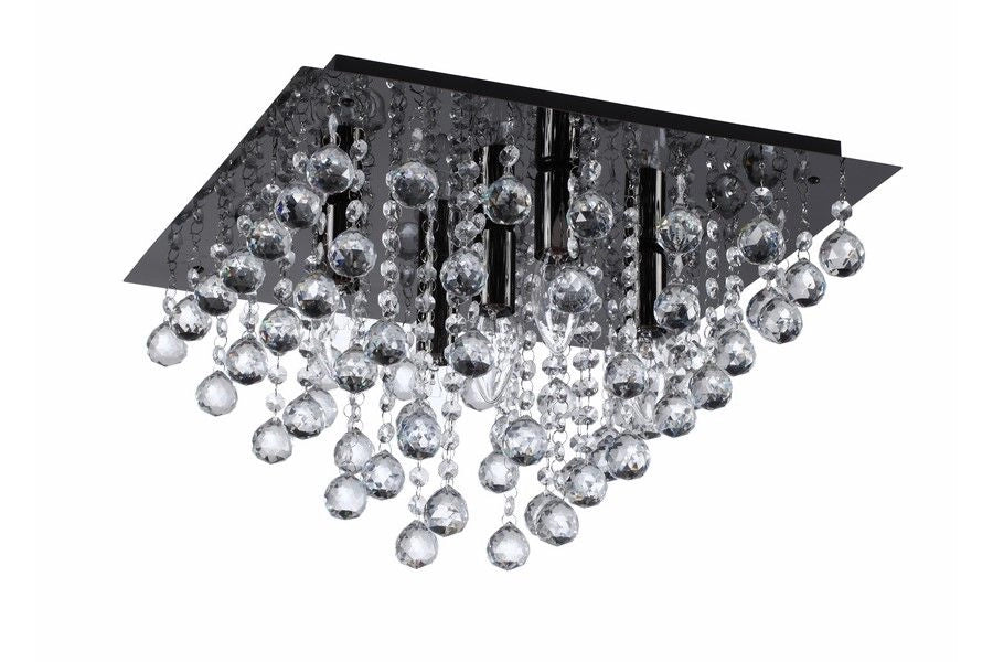 Plafoniera quadrata nera glamour cristalli 5xE14 Reality
