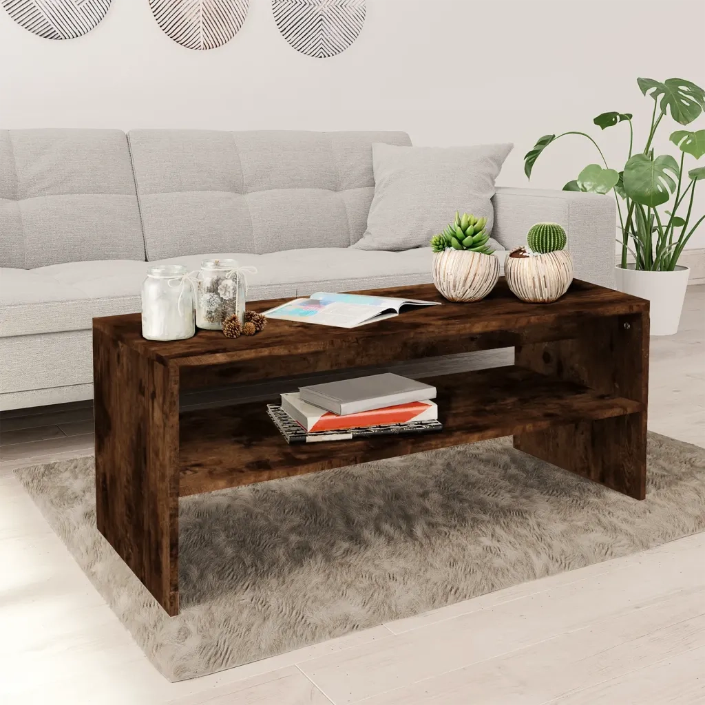 Tavolino da Salotto-Tavolino da soggiorno-Tavolo Rovere Fumo 100x40x40 cm Legno Multistrato