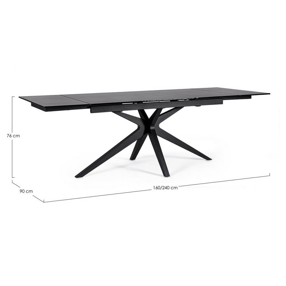 Tavolo da Pranzo Acciaio Nero Moderno Interno 160-240x90 - AIRA