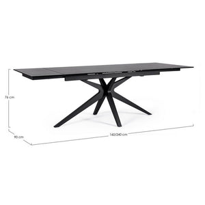 Tavolo da Pranzo Acciaio Nero Moderno Interno 160-240x90 - AIRA