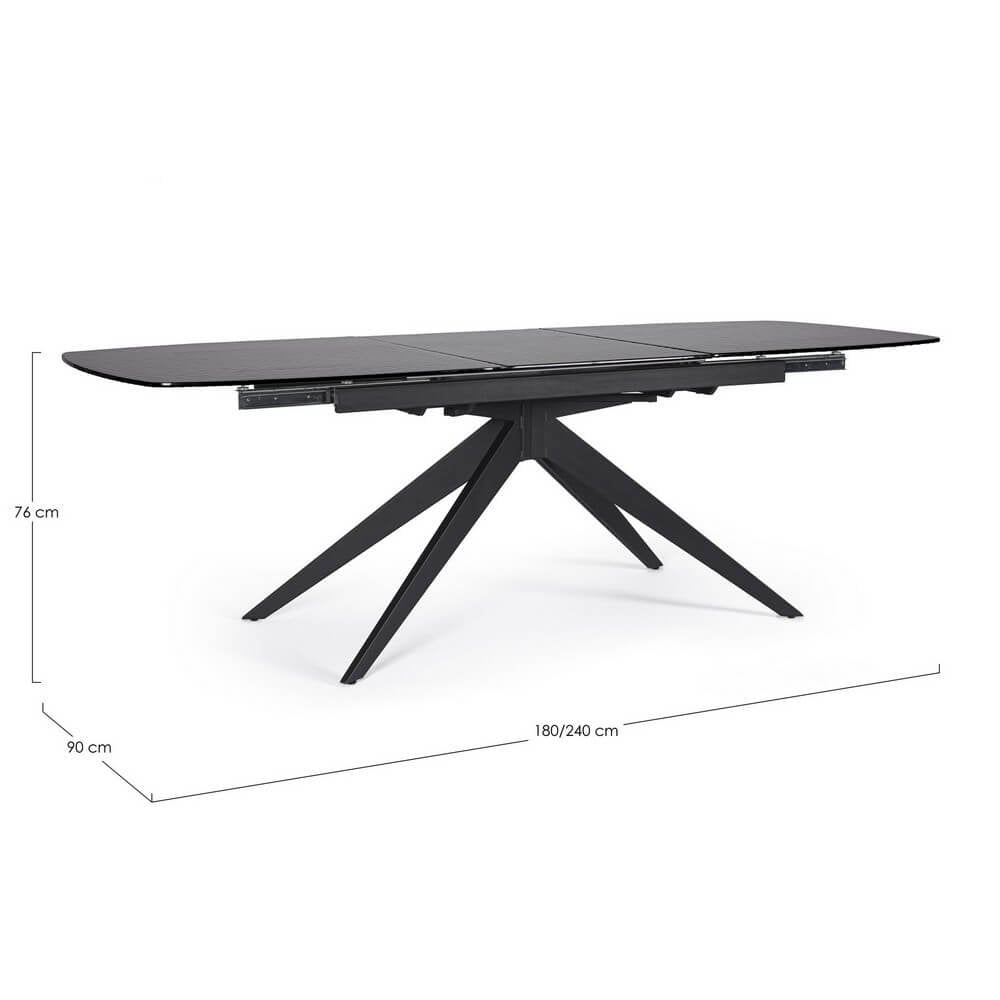 Tavolo da Pranzo Acciaio Nero Moderno Interno 180-240x90 - ANJA