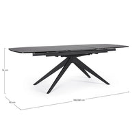 Tavolo da Pranzo Acciaio Nero Moderno Interno 180-240x90 - ANJA