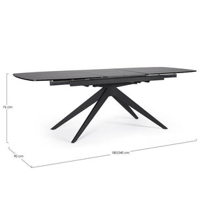 Tavolo da Pranzo Acciaio Nero Moderno Interno 180-240x90 - ANJA