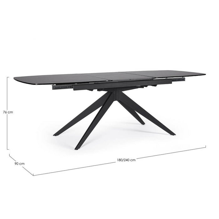 Tavolo da Pranzo Acciaio Nero Moderno Interno 180-240x90 - ANJA