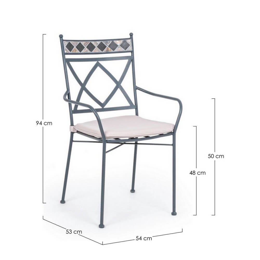 Set 4 Sedie con Braccioli Acciaio Antracite da Esterno - BERKLEY