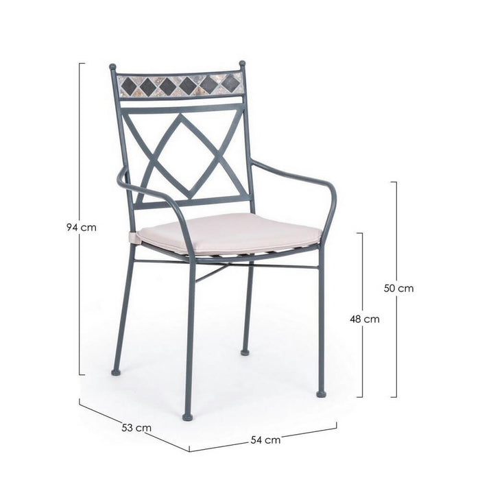 Set 4 Sedie con Braccioli Acciaio Antracite da Esterno - BERKLEY