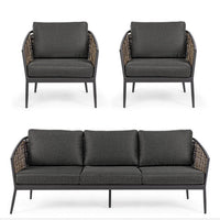 Salotto 3 Posti Alluminio Antracite Moderno da Esterno - MARIBELA