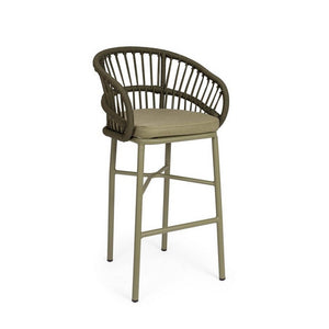 Sgabello da bar da esterno in alluminio con cuscini (4 Pezzi) - ODIVELAS Colore: Verde