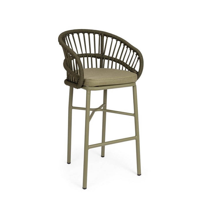 Sgabello da bar da esterno in alluminio con cuscini (4 Pezzi) - ODIVELAS Colore: Verde