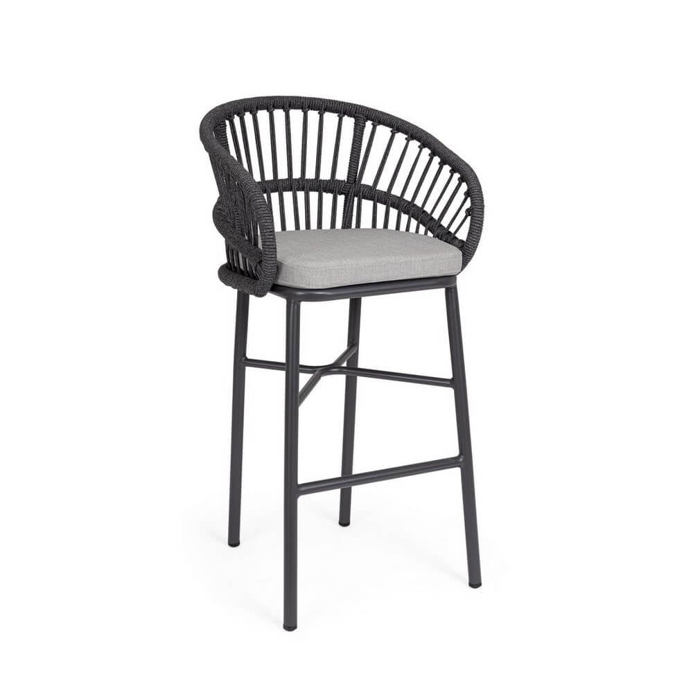 Sgabello da bar da esterno in alluminio con cuscini (4 Pezzi) - ODIVELAS Colore: Antracite