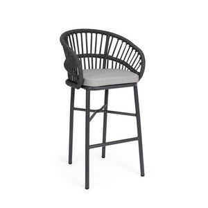 Sgabello da bar da esterno in alluminio con cuscini (4 Pezzi) - ODIVELAS Colore: Antracite