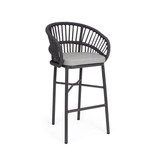 Sgabello da bar da esterno in alluminio con cuscini (4 Pezzi) - ODIVELAS Colore: Antracite