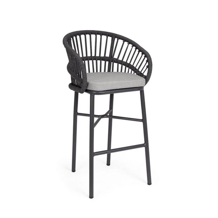 Sgabello da bar da esterno in alluminio con cuscini (4 Pezzi) - ODIVELAS Colore: Antracite