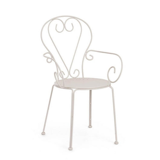 Set 4 Sedie con Braccioli Acciaio Verde Stile Classico da Esterno - ETIENNE Colore: Tortora