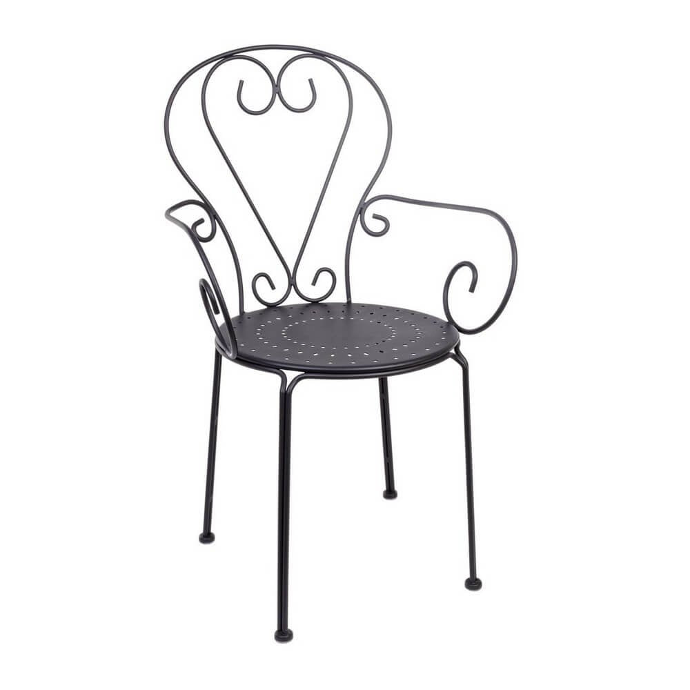 Set 4 Sedie con Braccioli Acciaio Verde Stile Classico da Esterno - ETIENNE Colore: Antracite