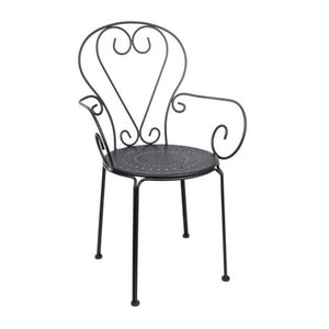 Set 4 Sedie con Braccioli Acciaio Verde Stile Classico da Esterno - ETIENNE Colore: Antracite