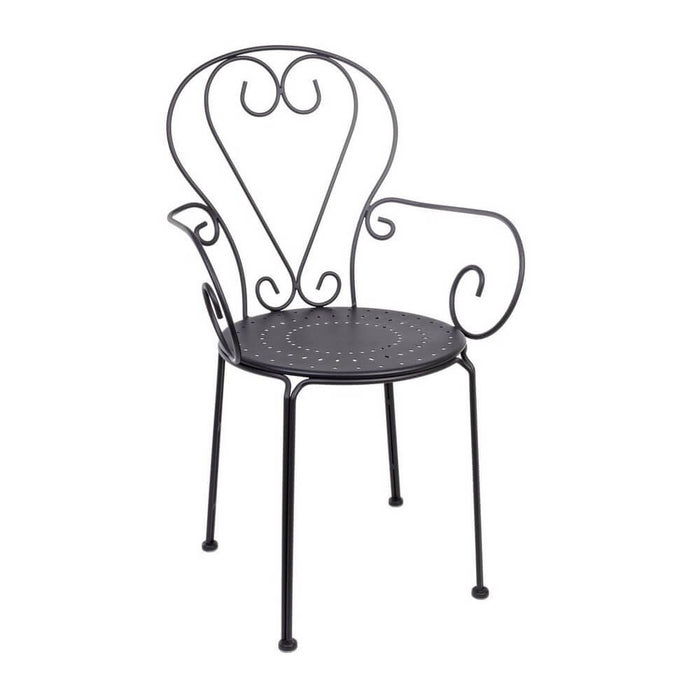 Set 4 Sedie con Braccioli Acciaio Verde Stile Classico da Esterno - ETIENNE Colore: Antracite