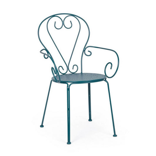 Set 4 Sedie con Braccioli Acciaio Verde Stile Classico da Esterno - ETIENNE Colore: Blu