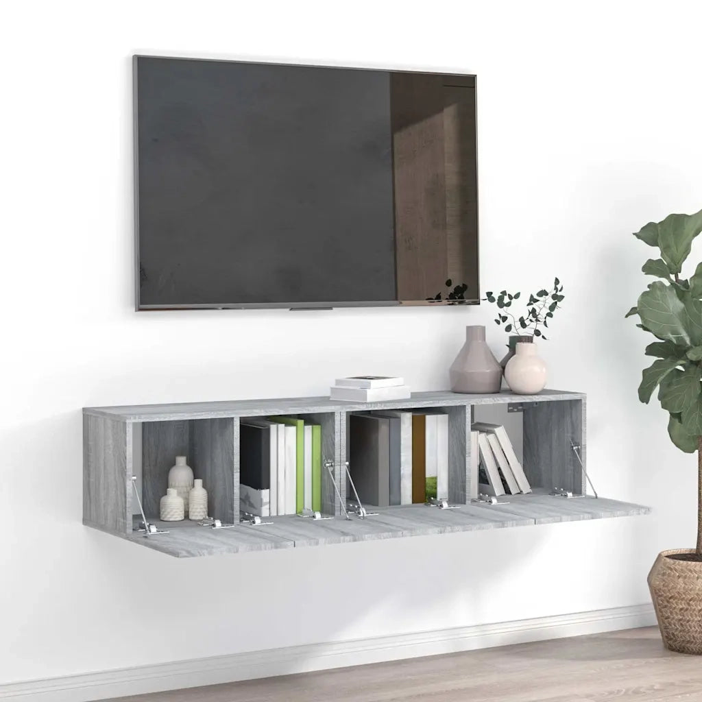 Set Mobili Porta TV 2 pz-Set di 2 Credenza per TV Grigio Sonoma in Legno Multistrato 620708