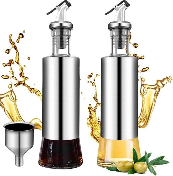 Flacone con beccuccio 300 ml in acciaio inossidabile, resistente alla polvere e alle fughe, per cucina e grigliata, da riempire con olio d'oliva e aceto.