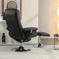 Poltrona girevole massaggiante a 5 punti con funzione riscaldante, in pelle PU, per soggiorno e camera da letto, 79x79x106 cm, Nero