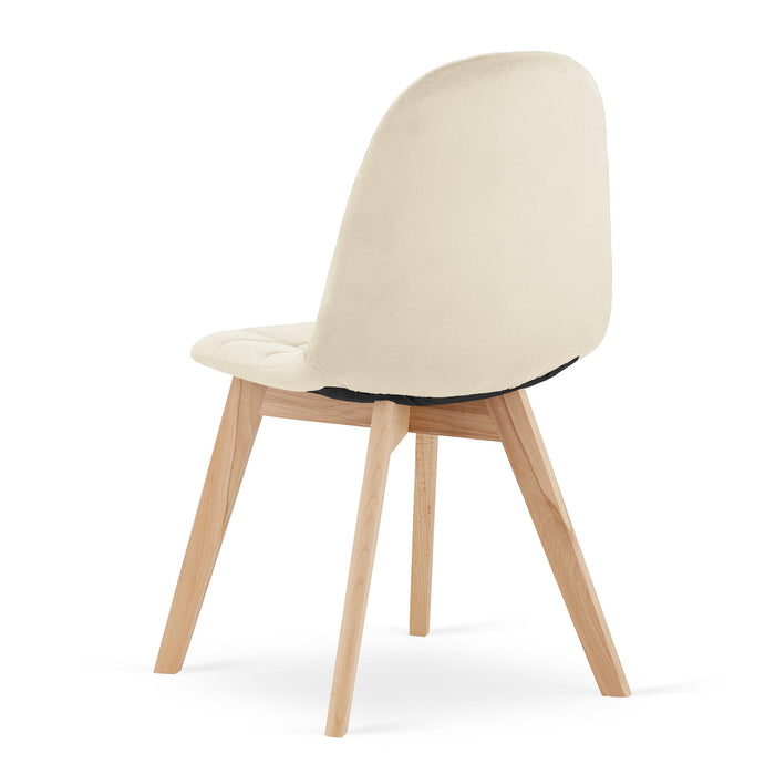 Sedia Valora NUUC in velluto beige, design ergonomico x4