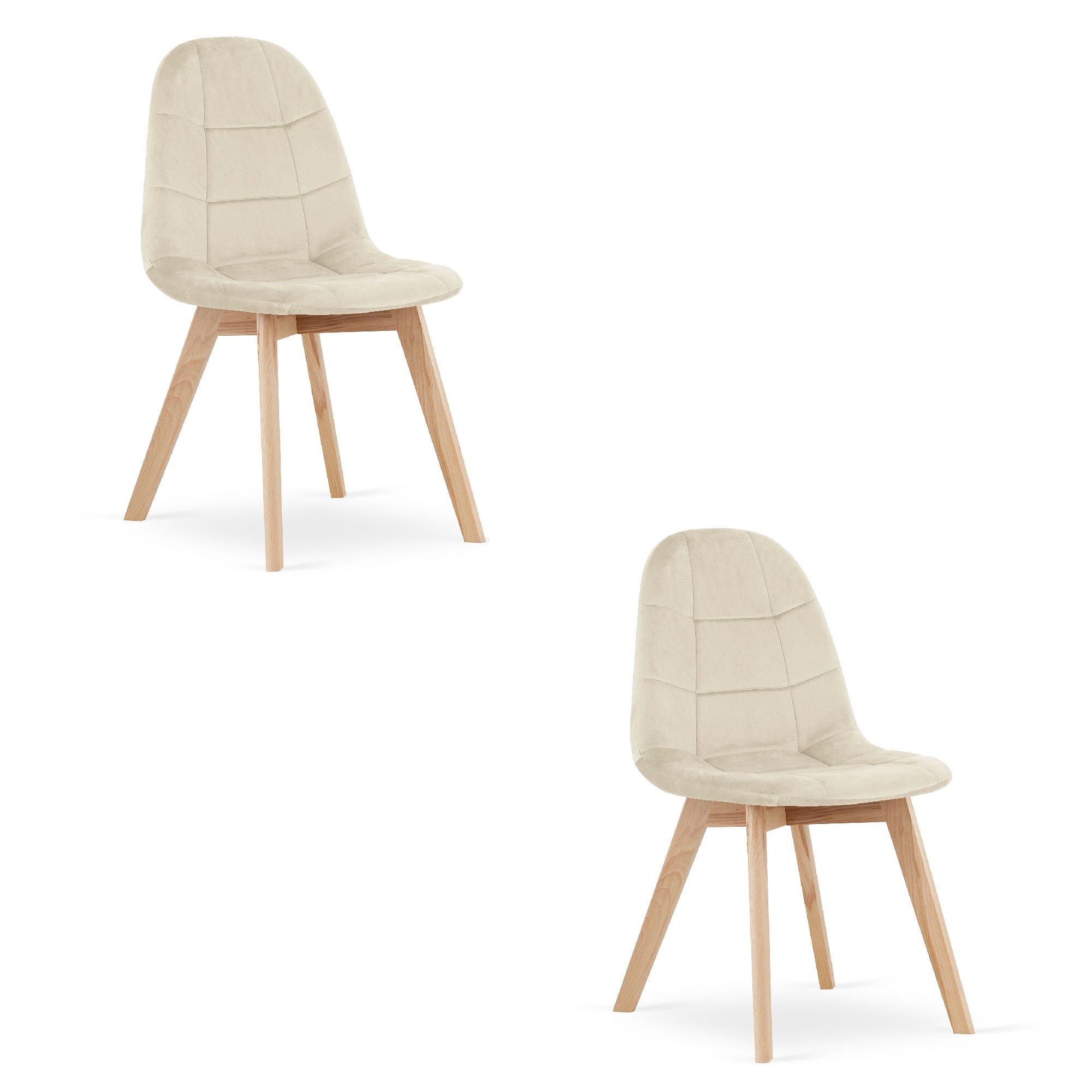 Sedia Valora NUUC in velluto beige, design ergonomico x2