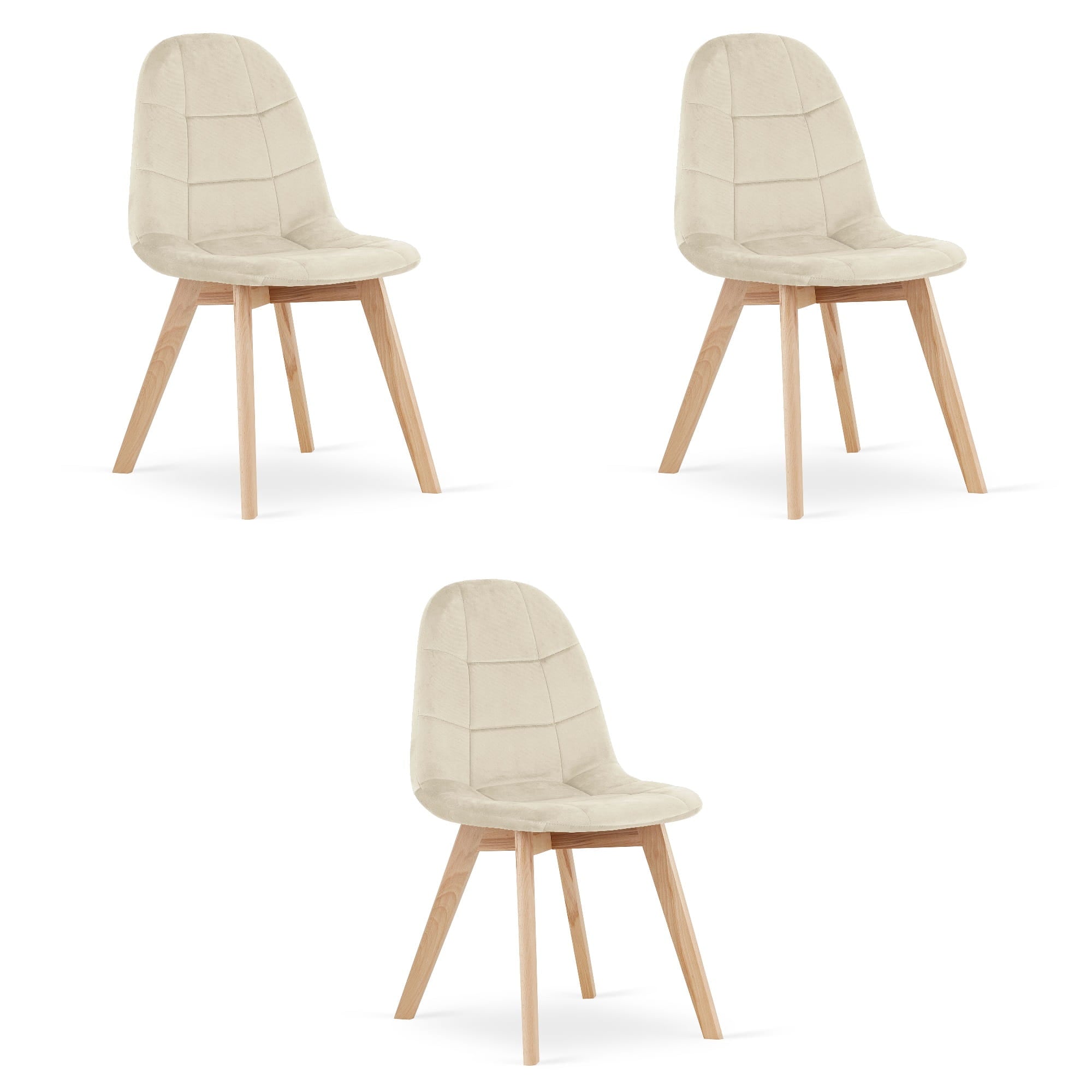 Sedia Valora NUUC in velluto beige, design ergonomico x3